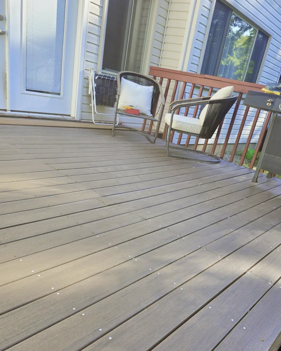 Beautiful new composite deck installed after demo and renovation Detroit