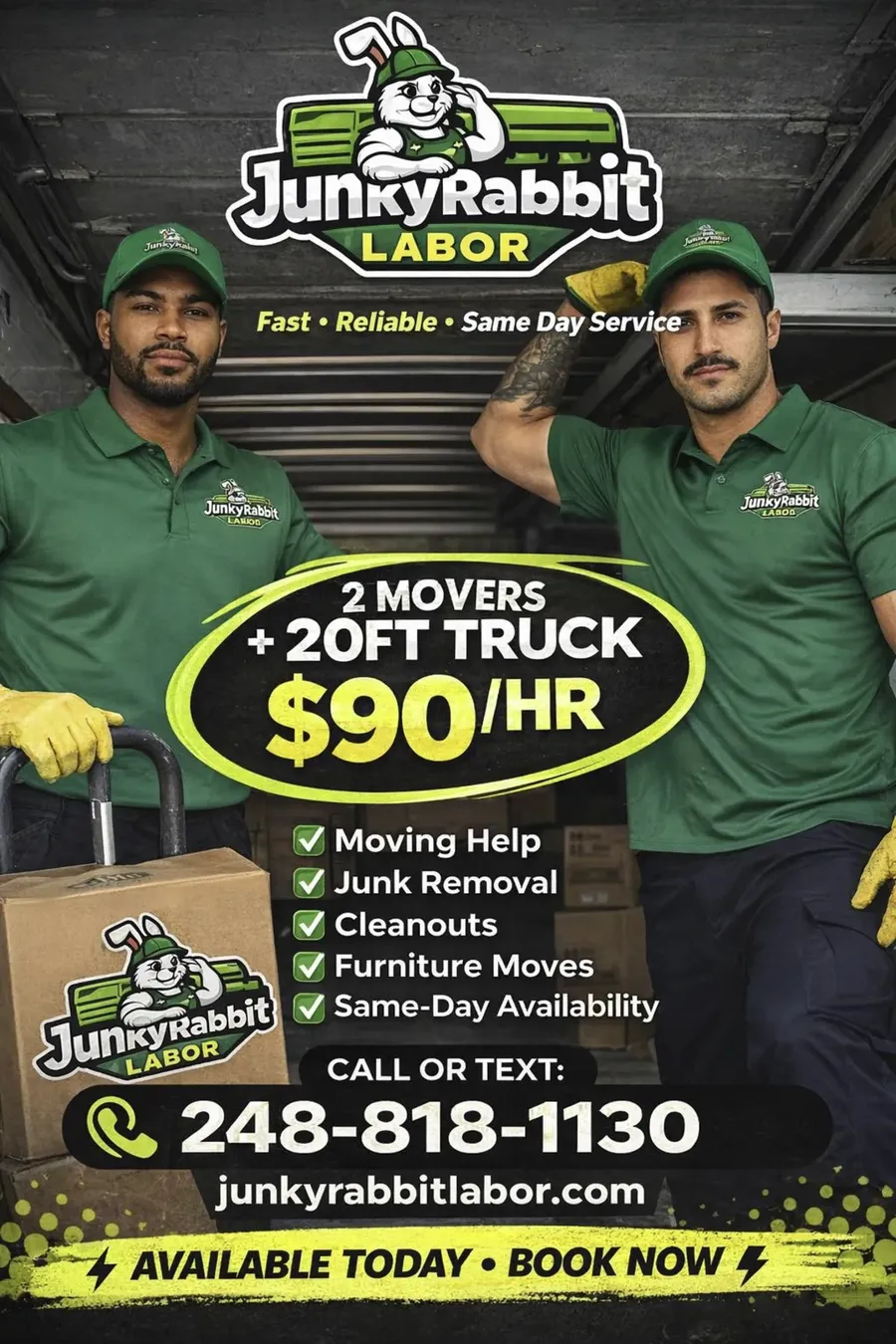 Moving help and junk removal crew Detroit Metro
