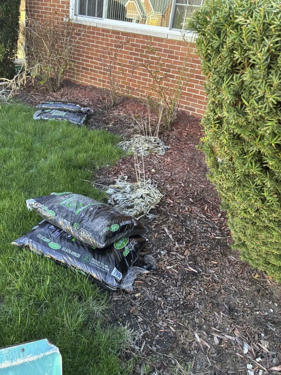 Flower bed before mulching service Detroit Metro
