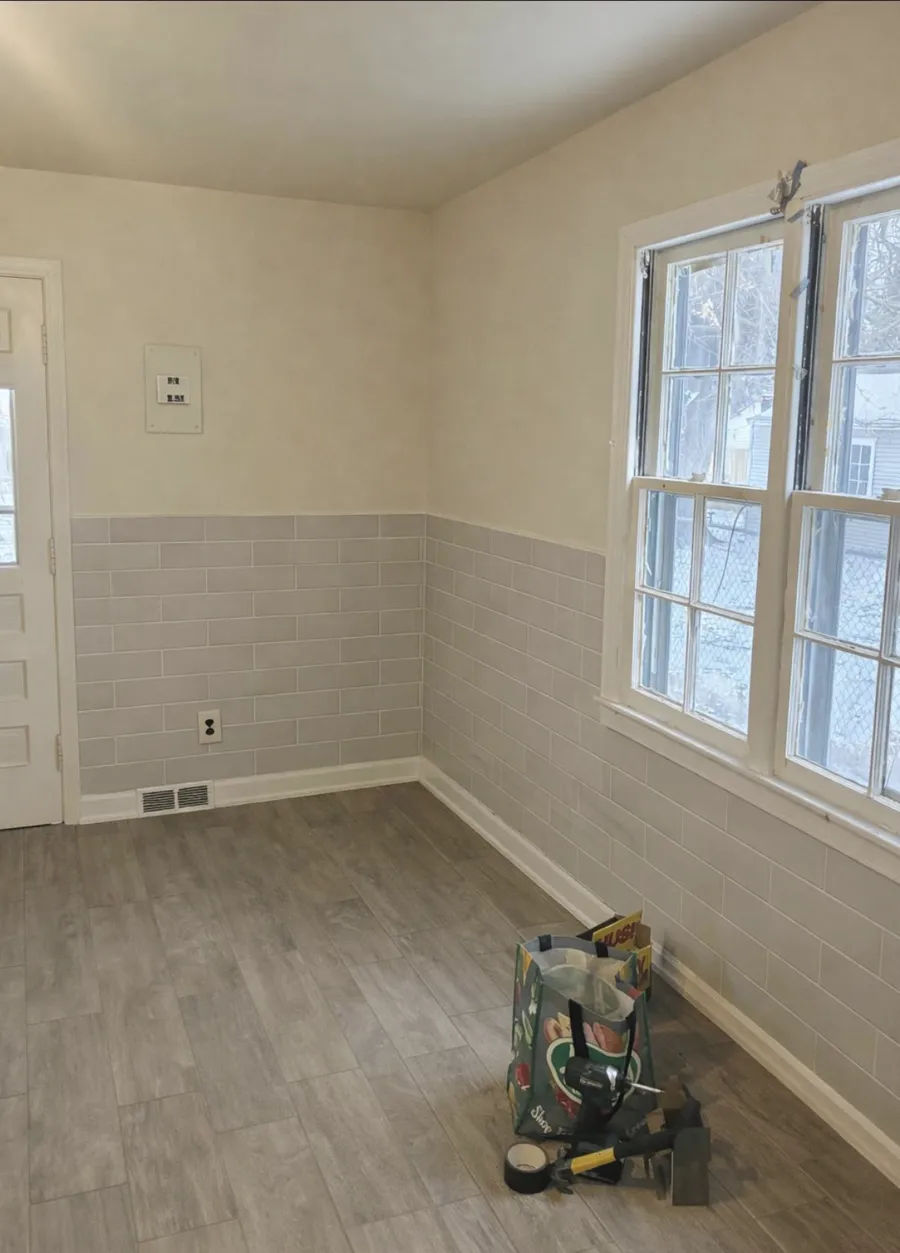 Freshly updated room with new tile and flooring Detroit